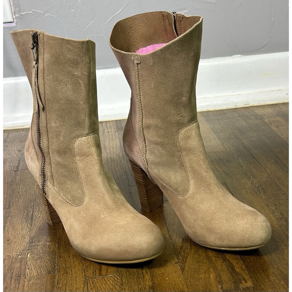 UGG Women's Athena leather & suede high-heel boots Tan Size 8.5 Boho